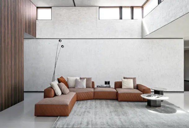 Leather and fabric sofa Reef Diamond by Flexteam.
