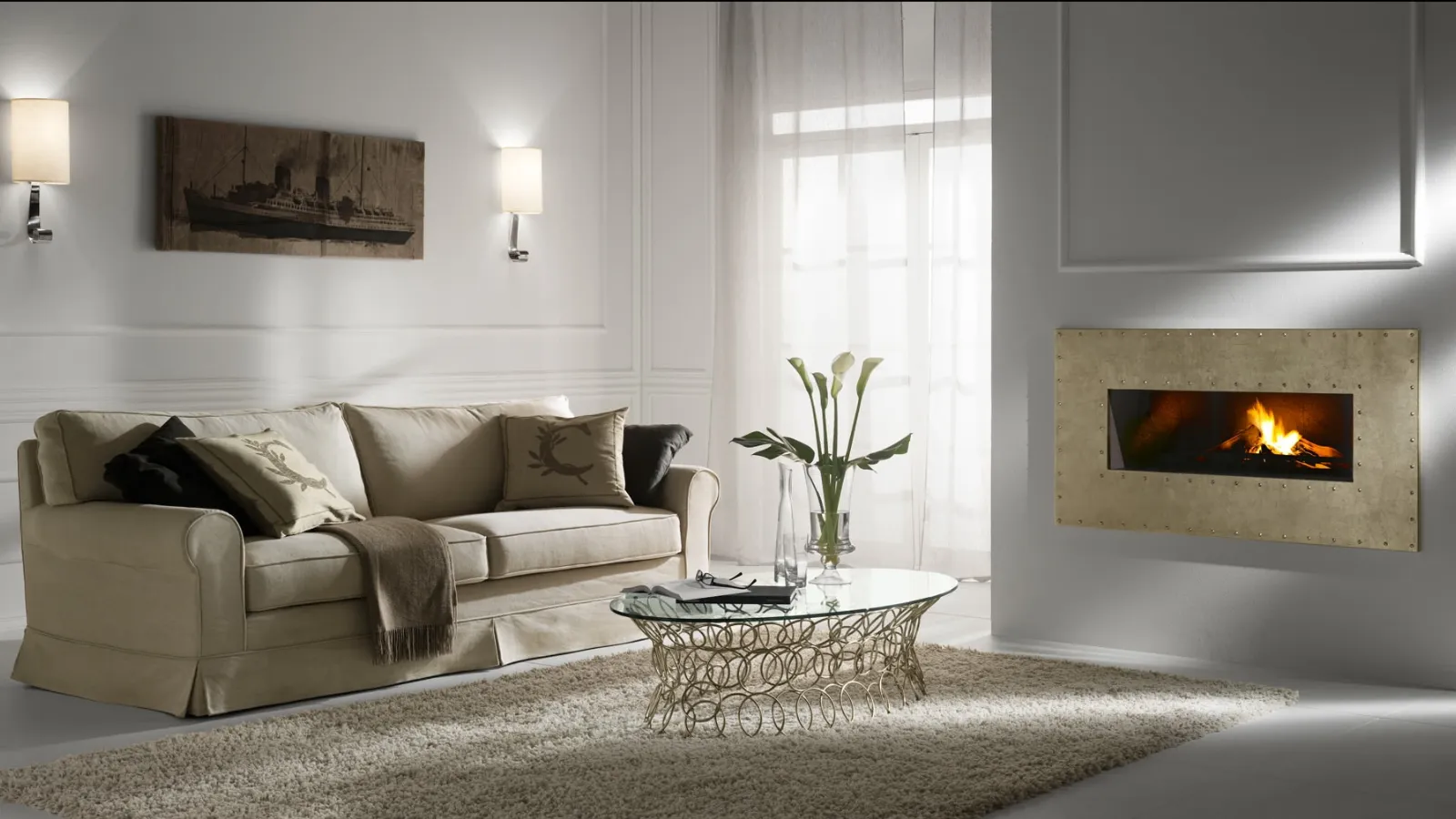 Sofa bed in Rivoli fabric by Cantori