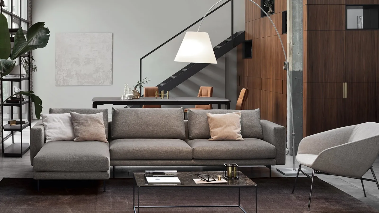 Calligaris Rod sofa with chaise longue