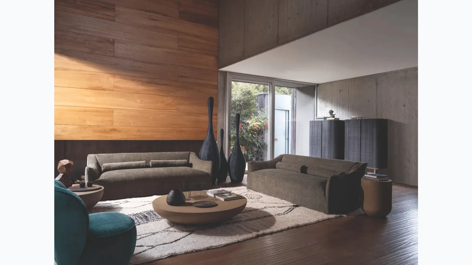 Linear sofa in Saia fabric by Gervasoni.