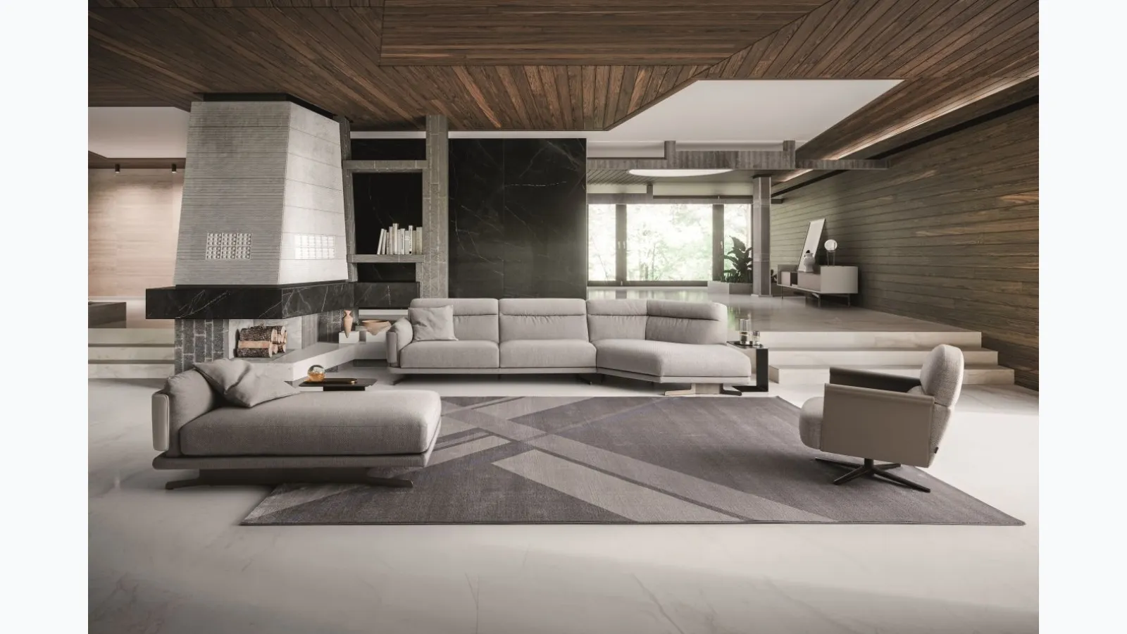 Fabric sofa Skin with peninsula by Ditre Italia