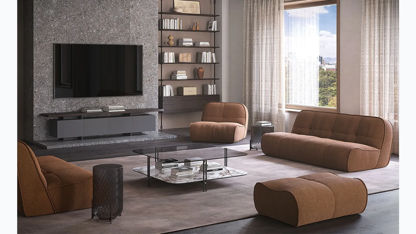 Spencer upholstered fabric living room by Cattelan Italia.