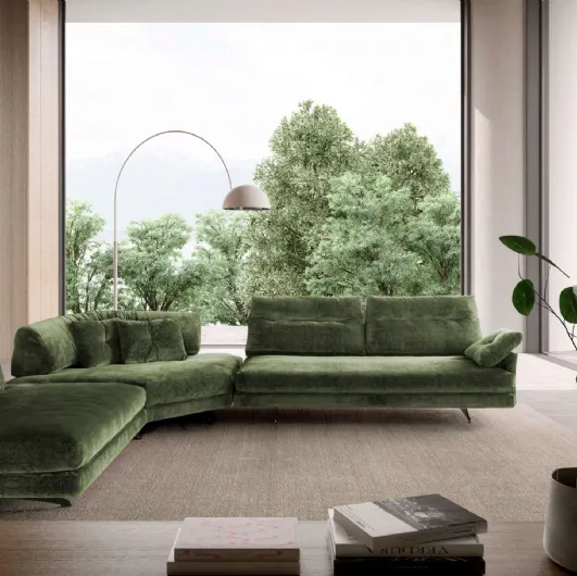 Corner fabric sofa with dynamic shapes Stone by Valentini