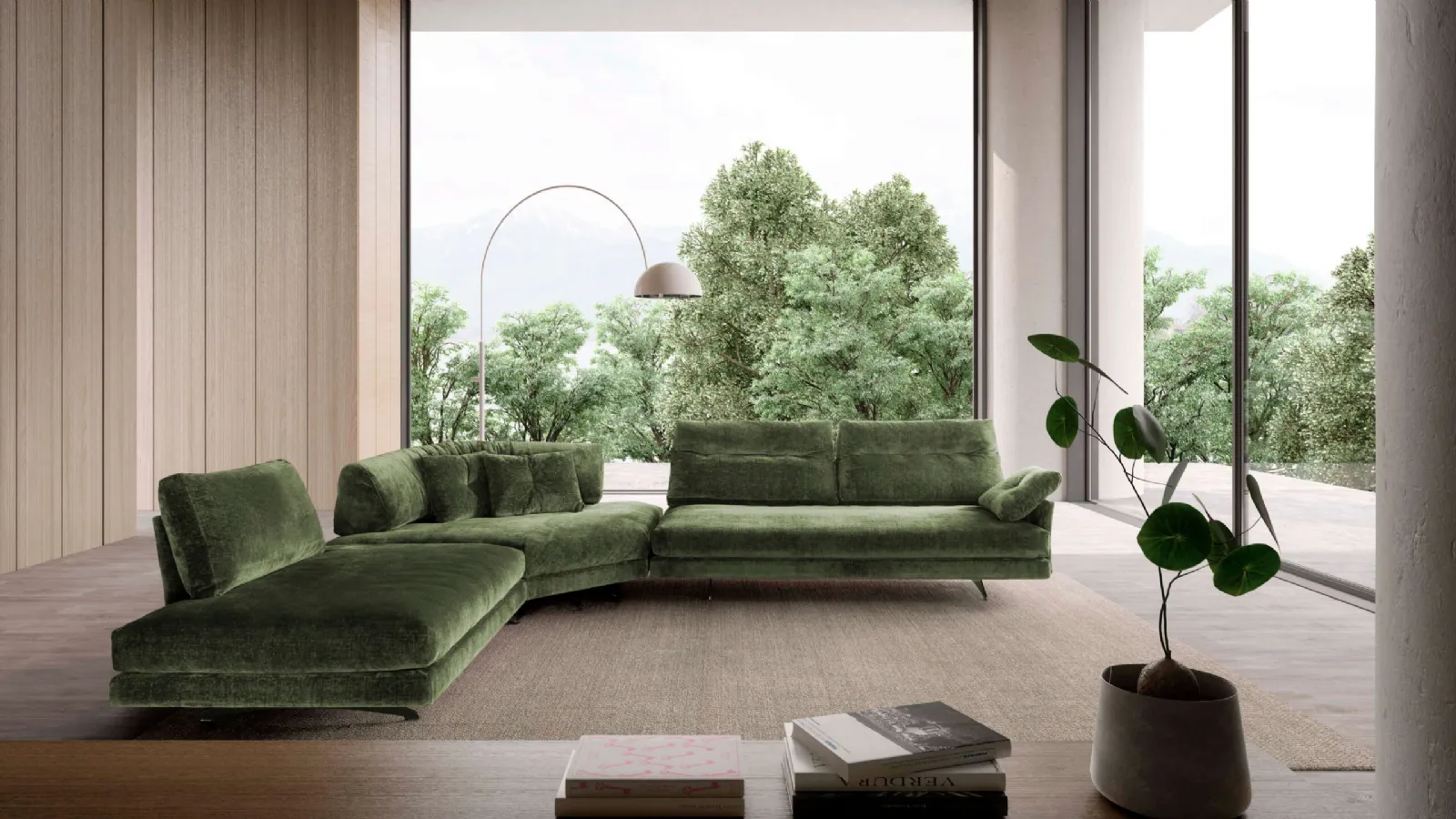 Corner fabric sofa with dynamic shapes Stone by Valentini