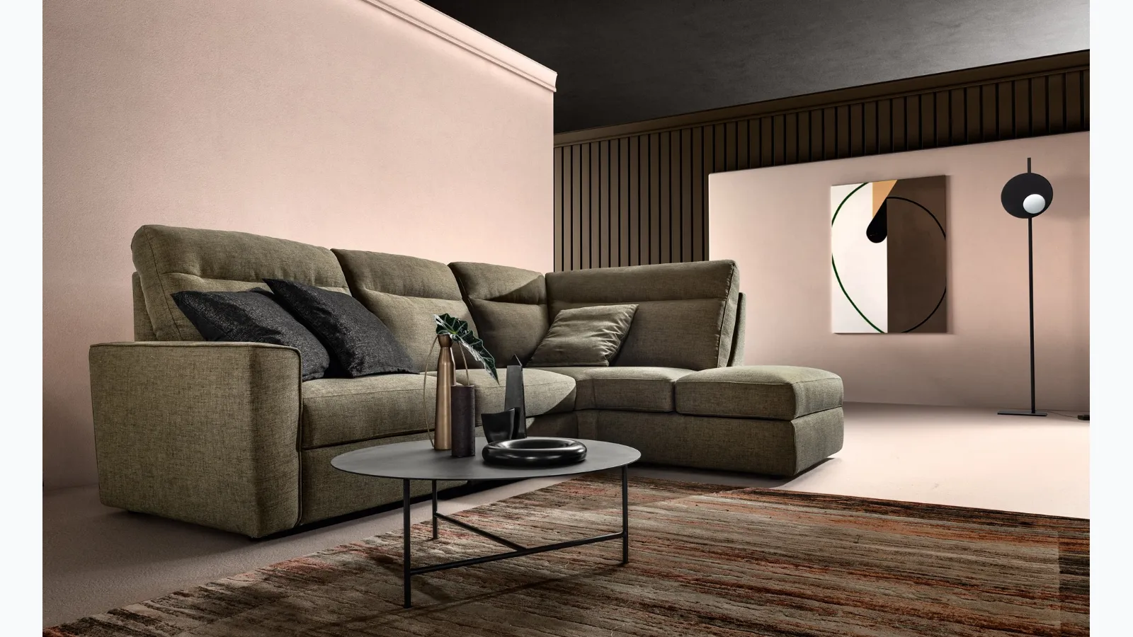 Corner Relax sofa in Swing Slick fabric by Samoa.