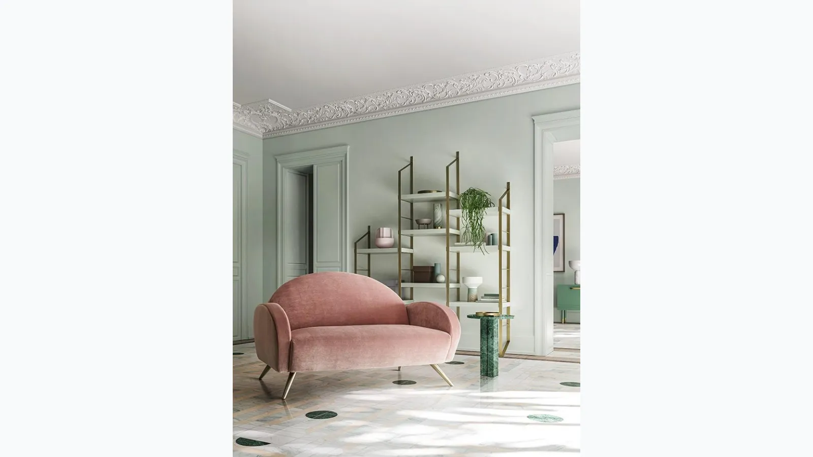 Linear velvet sofa Wendy by Felis