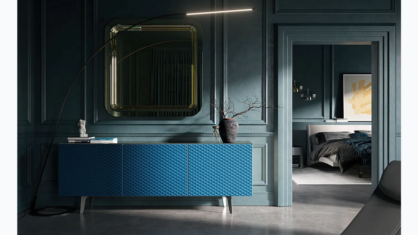 Absolut sideboard with leather-covered doors by Cattelan Italia.