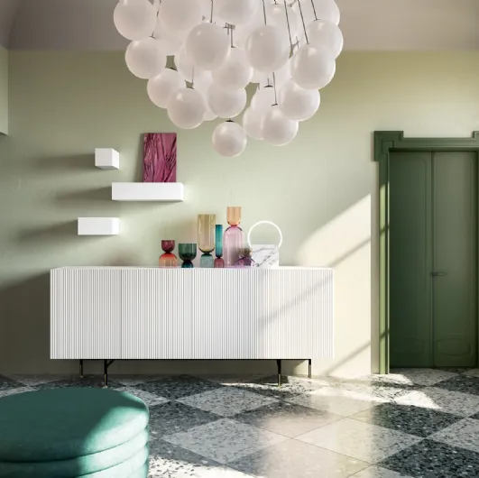 Aero sideboard in matt lacquered finish Velvet with wave pattern by Capo d'Opera
