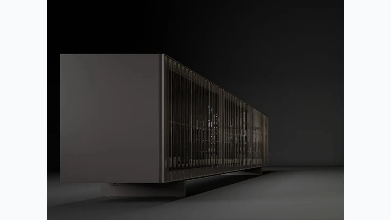 Alfetta glass sideboard with wicker decoration by Ozzio