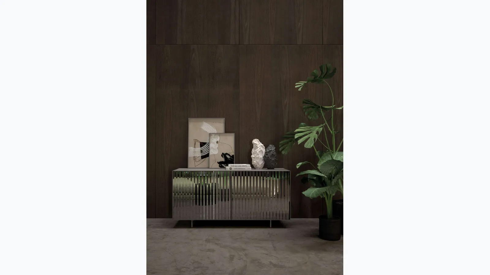 Alfetta glass caned sideboard by Ozzio.