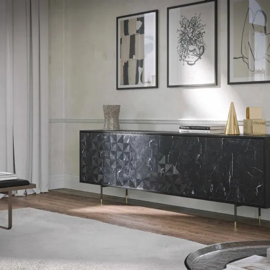 Apogeo ash wood and marble sideboard by Tonin Casa.