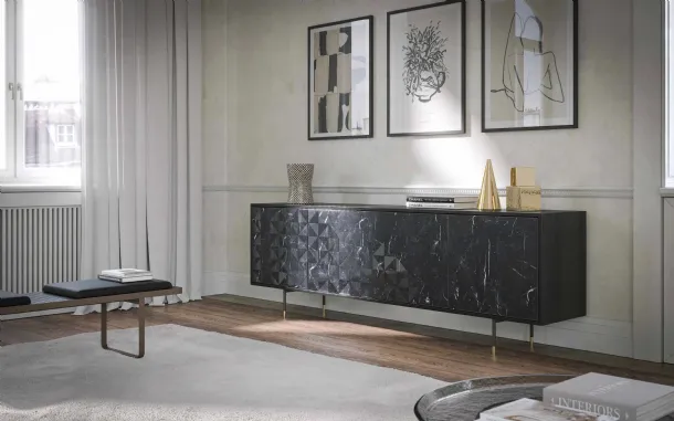 Apogeo ash wood and marble sideboard by Tonin Casa.