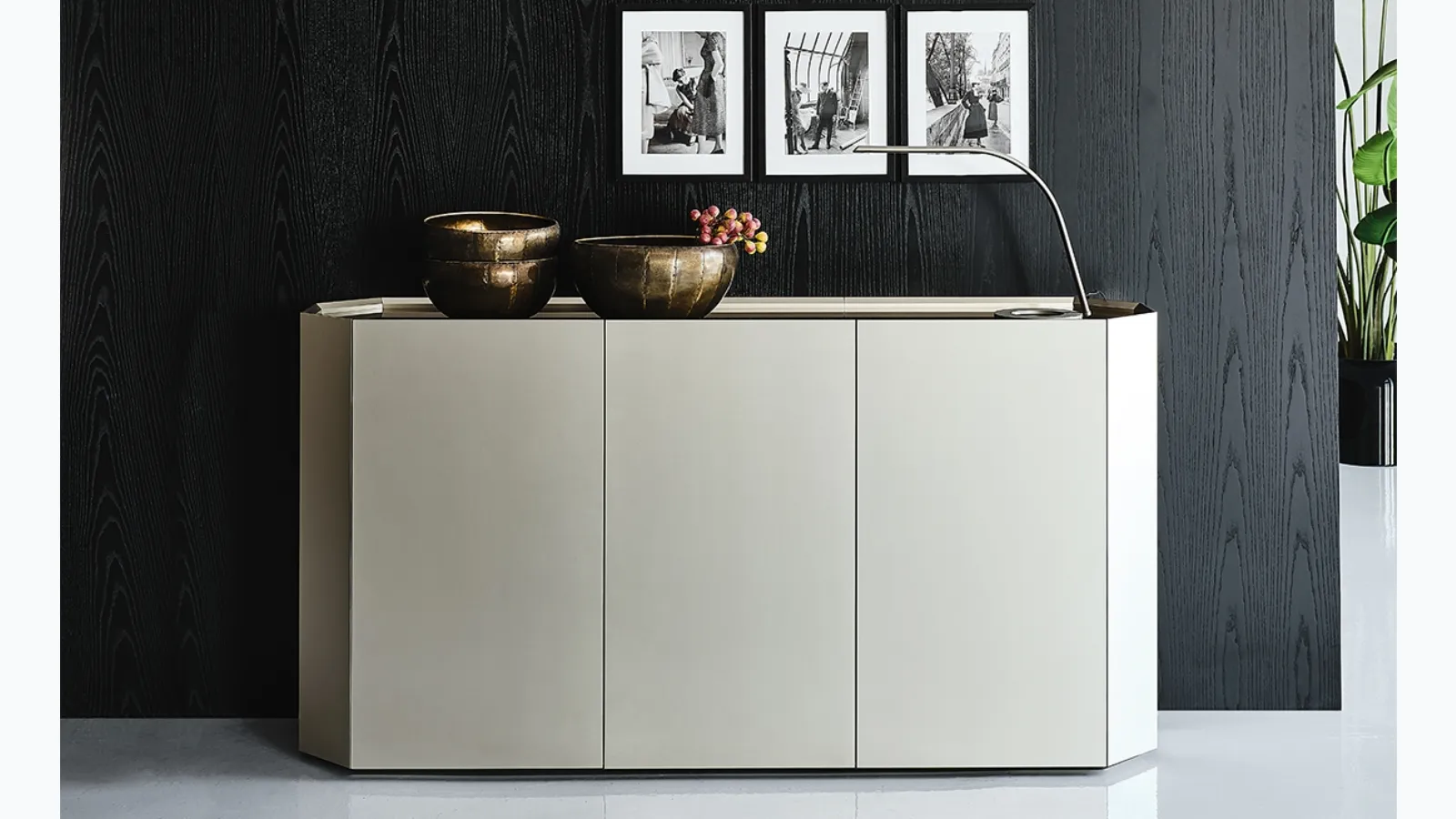 Tall lacquered wood Chelsea sideboard by Cattelan Italia.