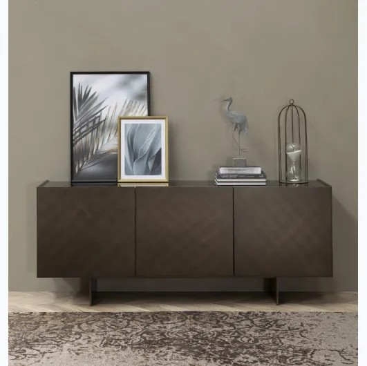 Sideboard coated in brushed bronze lacquer by Tonin Casa