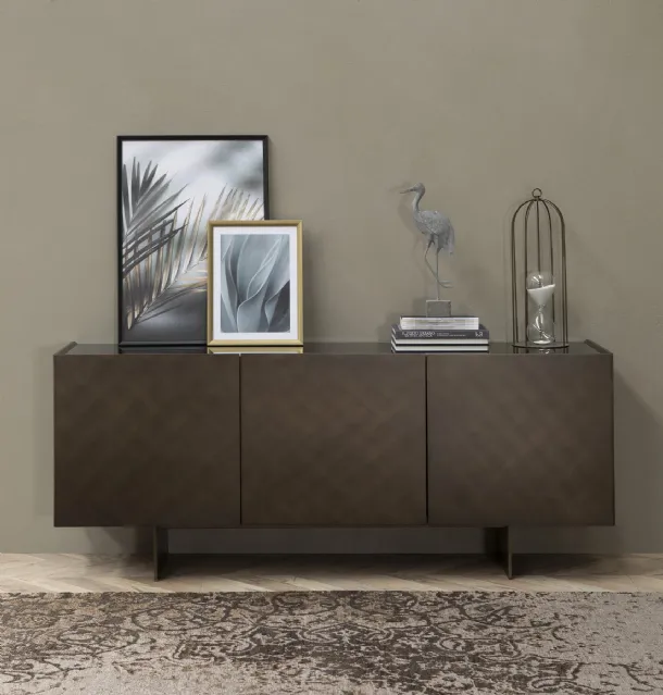 Sideboard coated in brushed bronze lacquer by Tonin Casa