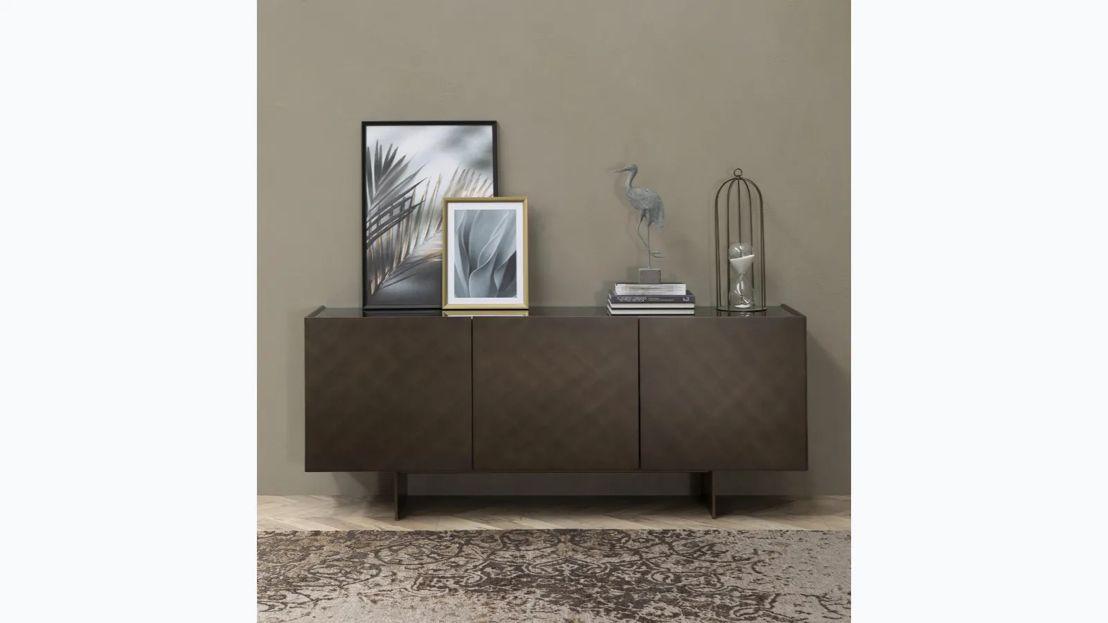 Sideboard coated in brushed bronze lacquer by Tonin Casa