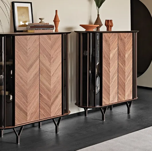 Cattelan Italia's Costes High Wood Sideboard with Metal Inserts.