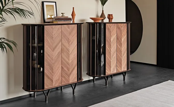 Cattelan Italia's Costes High Wood Sideboard with Metal Inserts.