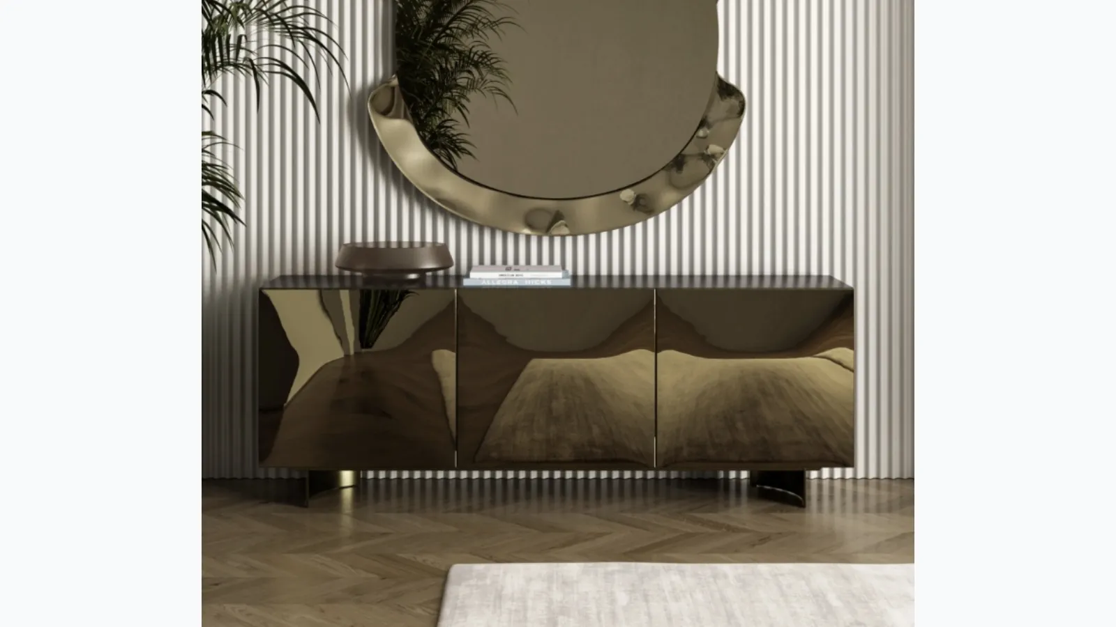 Eden sideboard in bronze mirror by Bontempi.