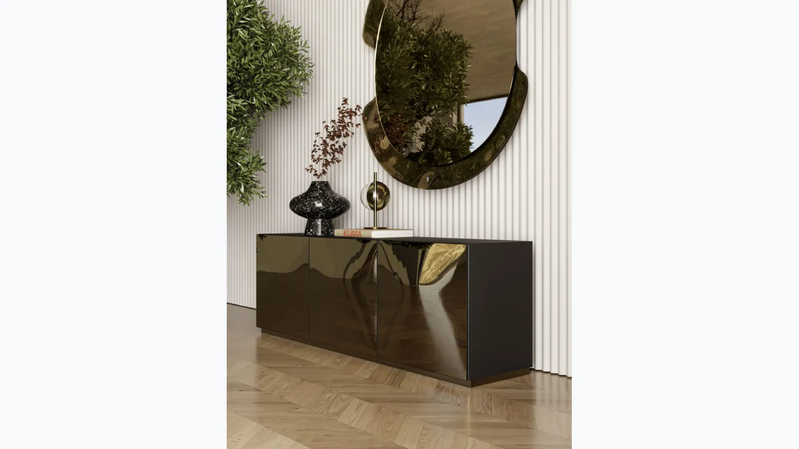 Eden bronze mirror sideboard by Bontempi.