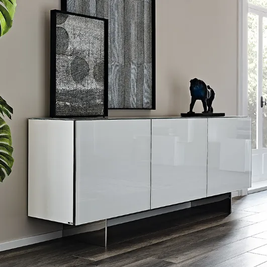 Focus sideboard with extra-clear painted crystal doors by Cattelan Italia
