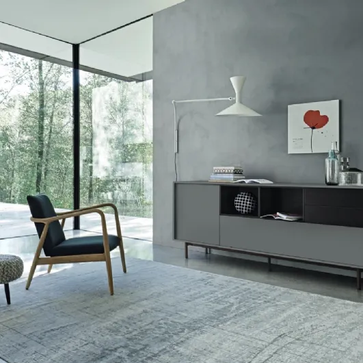 Lampo Open 43 sideboard in matte lacquered finish by Sangiacomo