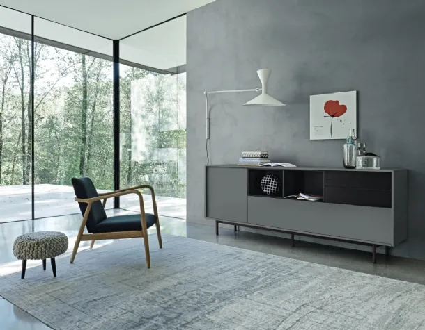 Lampo Open 43 sideboard in matte lacquered finish by Sangiacomo