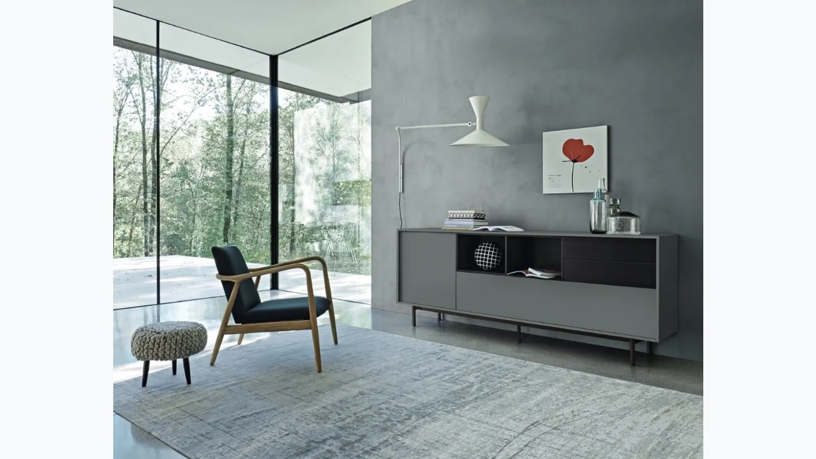 Lampo Open 43 sideboard in matte lacquered finish by Sangiacomo