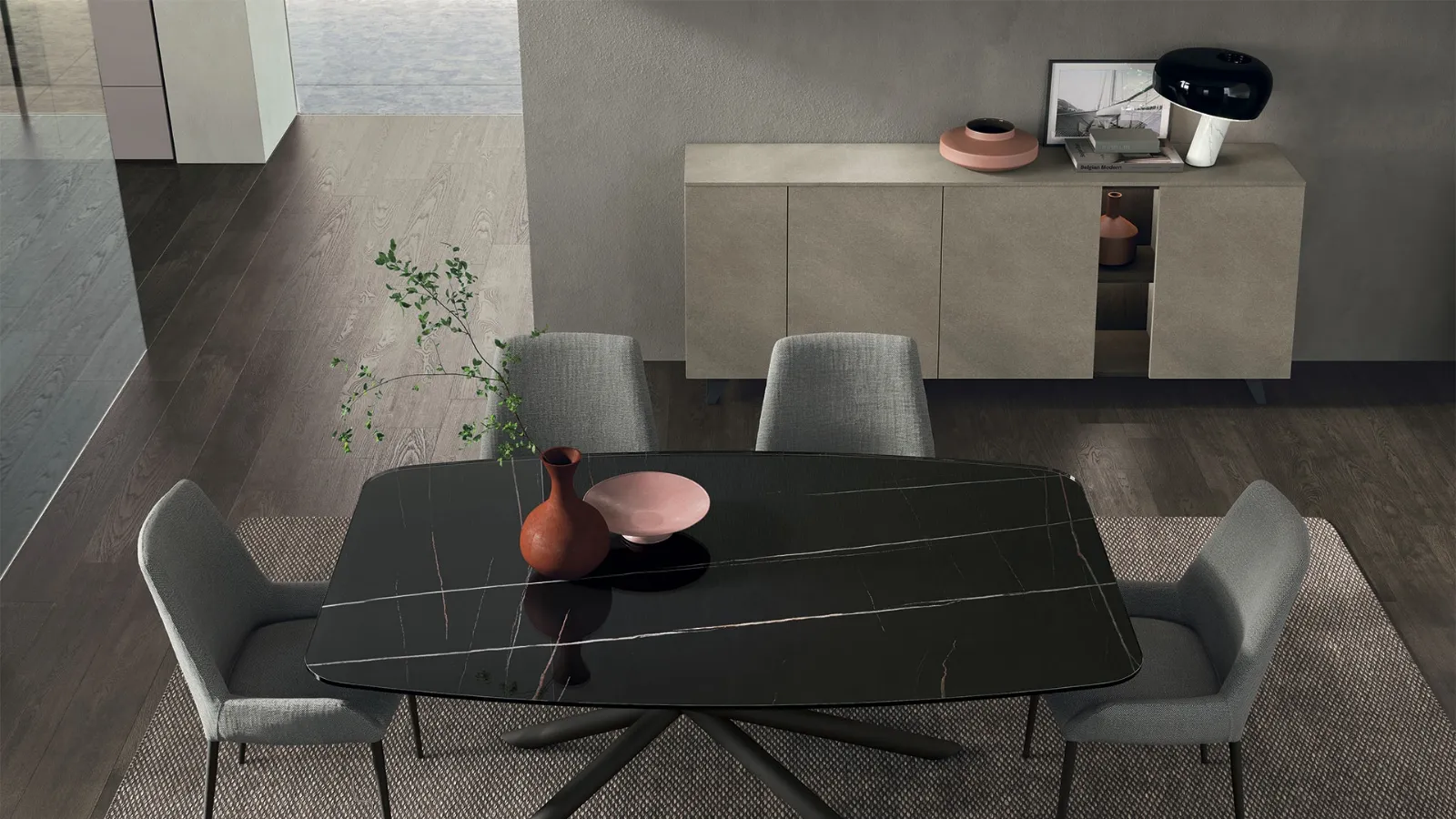 Lydia media cabinet in light lime materico by Tomasella