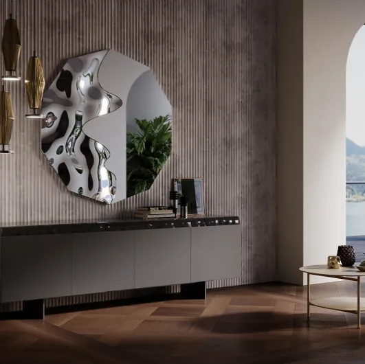 Media unit Magma in wood and glass by Tonin Casa