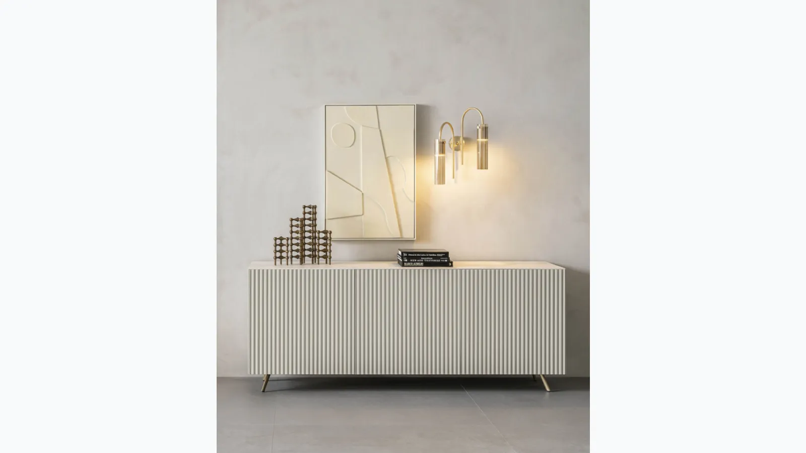 Wave lacquered wooden sideboard by Riflessi.