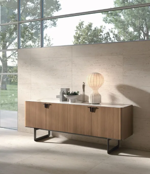Pandora sideboard in cognac oak material by Tomasella.