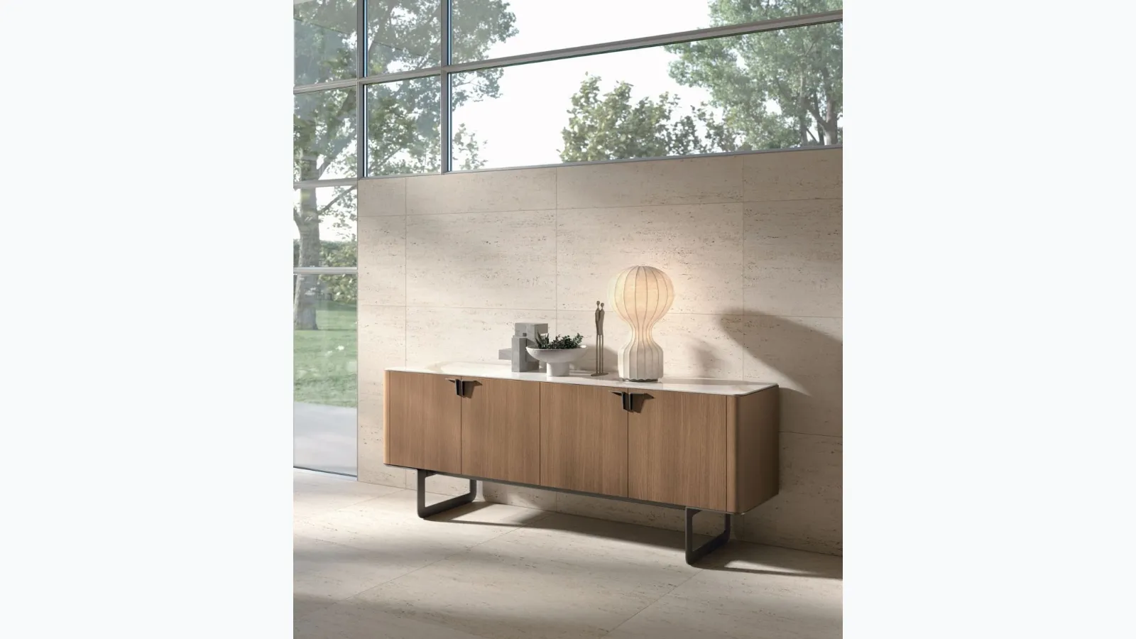 Pandora sideboard in cognac oak material by Tomasella.