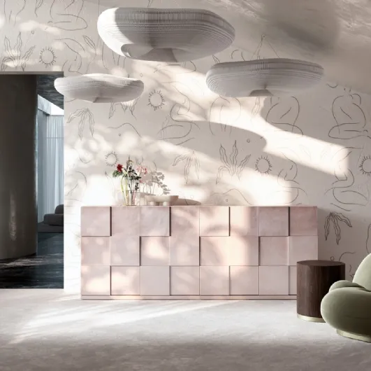 Quadro Pink Gold lacquered sideboard by Capo d'Opera.