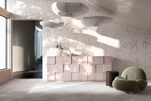 Quadro Pink Gold lacquered sideboard by Capo d'Opera.