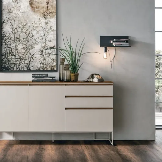 Regolo R05 sideboard in matte mother-of-pearl material by Tomasella