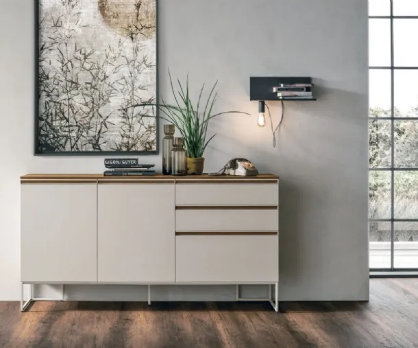Regolo R05 sideboard in matte mother-of-pearl material by Tomasella