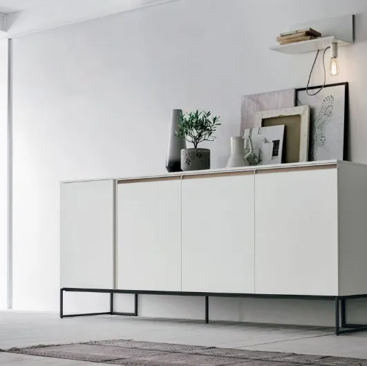 Tomasella's Regolo R06 sideboard in matte chalk white material.