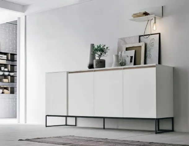 Tomasella's Regolo R06 sideboard in matte chalk white material.