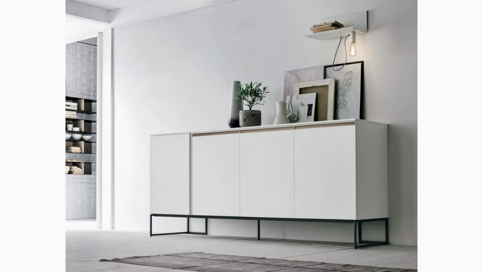 Tomasella's Regolo R06 sideboard in matte chalk white material.