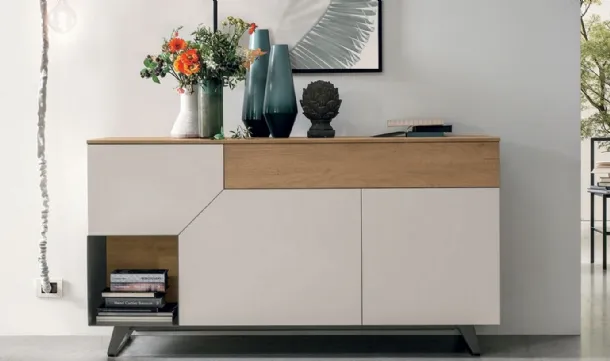 Madia Remix X01 in matte mother-of-pearl material, light knotted material and anthracite metal base by Tomasella.