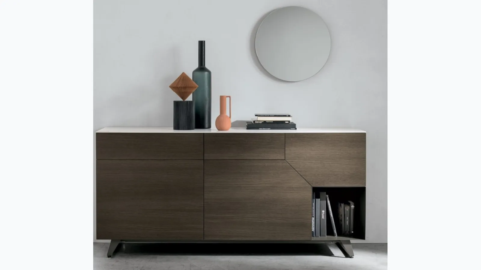 Madia Remix X02 in moka oak finish with gres top by Tomasella.
