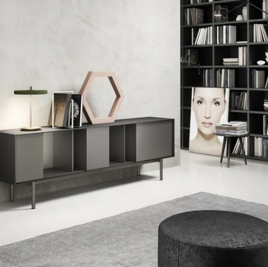 Reverse sideboard in matte lacquered finish by Novamobili.