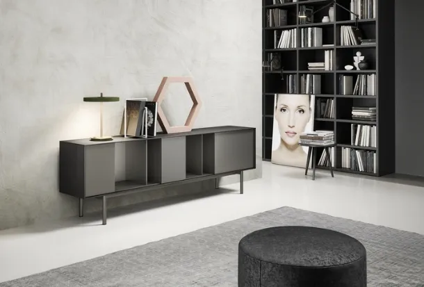 Reverse sideboard in matte lacquered finish by Novamobili.