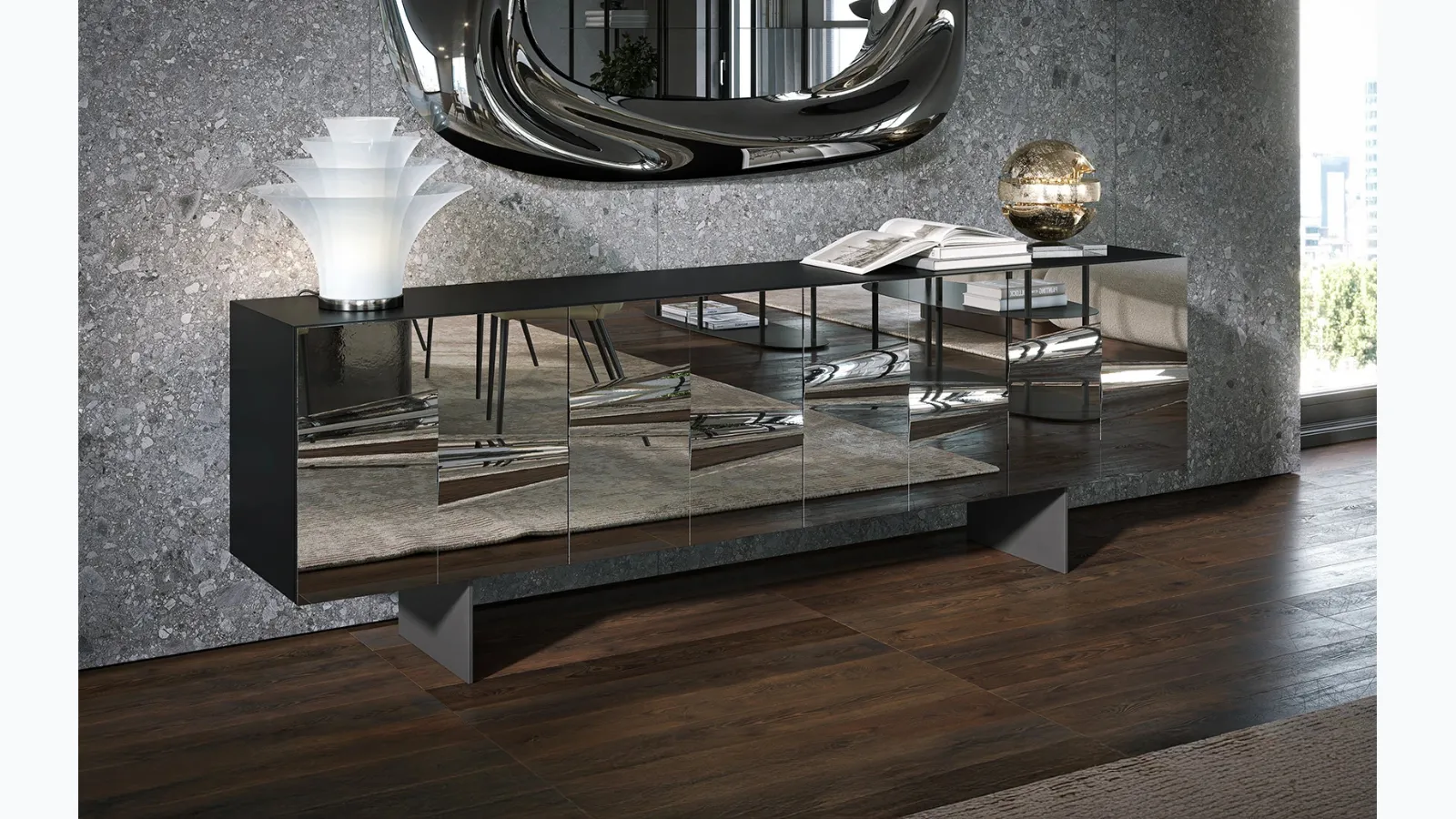 Fused glass sideboard Saffira by Tonin Casa.