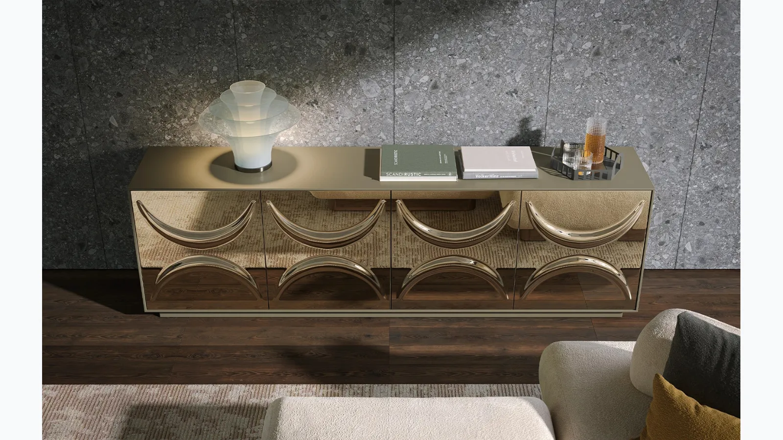 Sideboard with mirrored doors Selene by Tonin Casa.