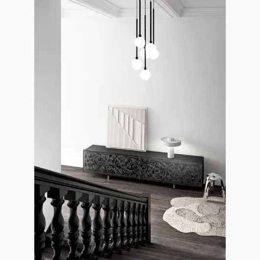 Madia Show in Antique Black finish with floral engravings by Capo d'Opera.