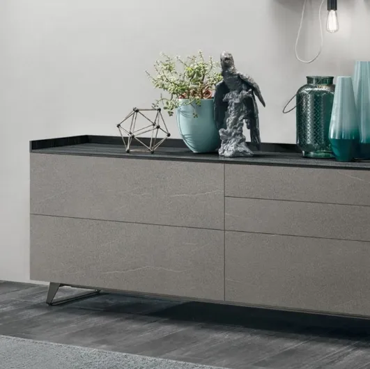 Madia Sir S04 in dark Piasentina material with top in charcoal oak material by Tomasella.