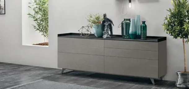 Madia Sir S04 in dark Piasentina material with top in charcoal oak material by Tomasella.