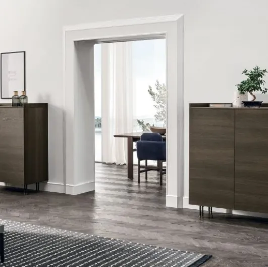 Vertical storage unit Sir S05 in oak moka material by Tomasella.